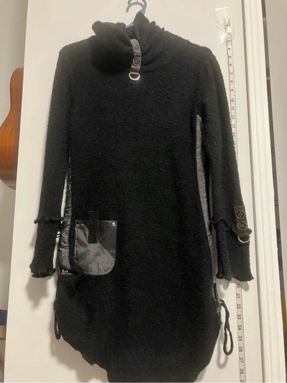 Chic Black Long Sleeve Dress with Button Accents